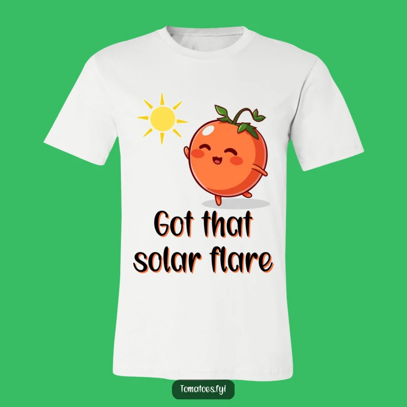 Funny Tomato Chasing Sunbeam T-Shirt - Quirky Cartoon Apparel Gift