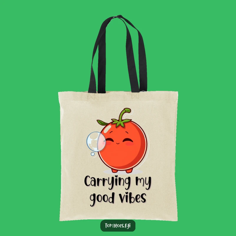 Funny Smirking Tomato Bubble Tote - Comical Veggie Carry-All Bag