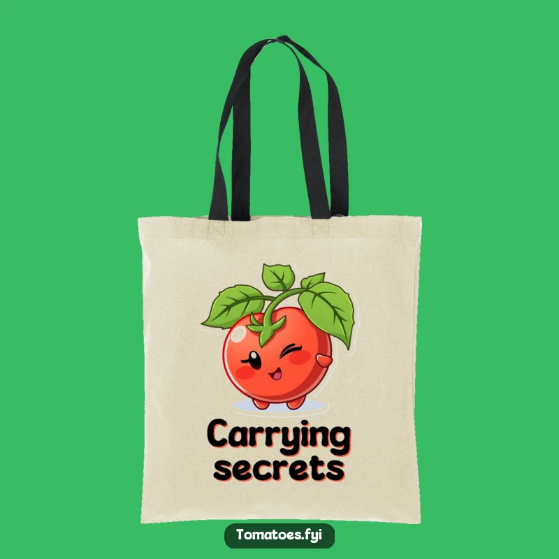 Funny Winking Tomato Peek Tote Bag - Playful Veggie Accessory for Hidden Surprises