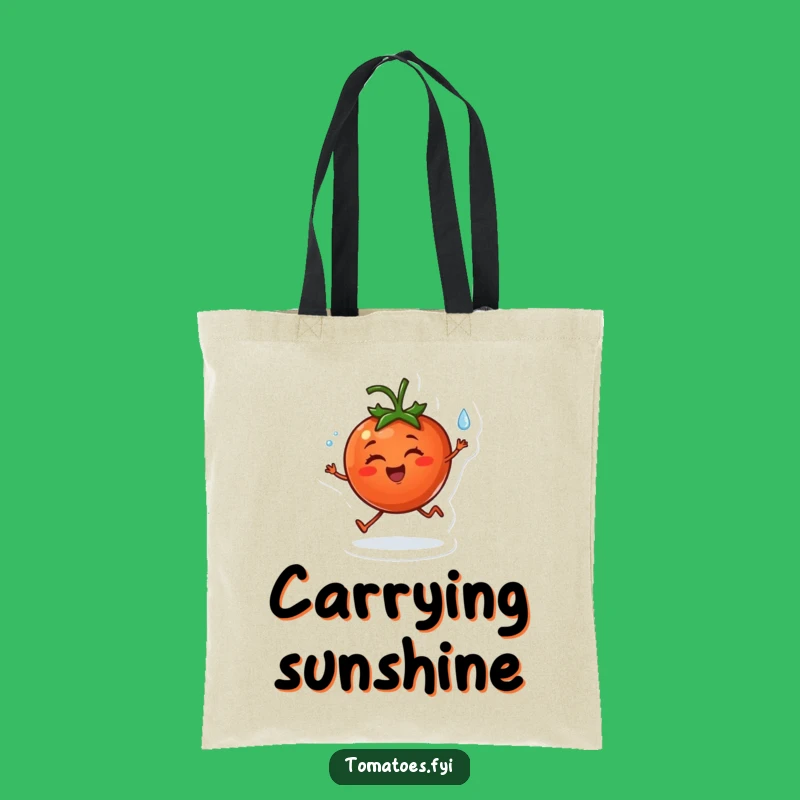 Funny Cheerful Tomato Skipping Tote Bag - Joyful Veggie Accessory for Sunny Days