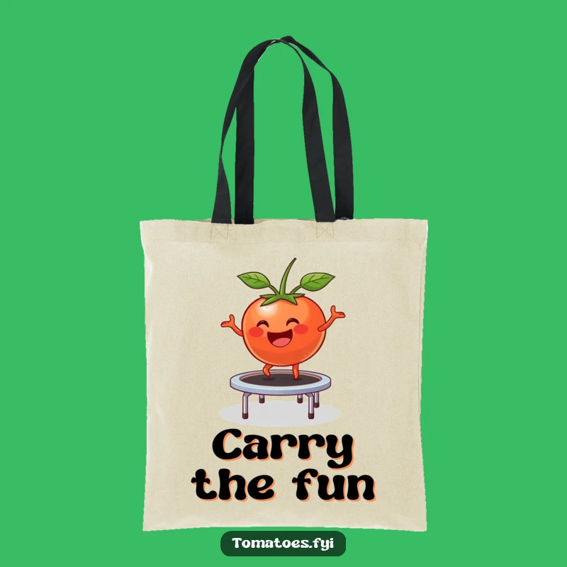 Funny Bouncing Tomato Tote Bag: Happy Trampoline Fun Carryall