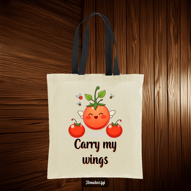 Funny Tote Bag: A tomato with wings flies gracefully. A funny gift.