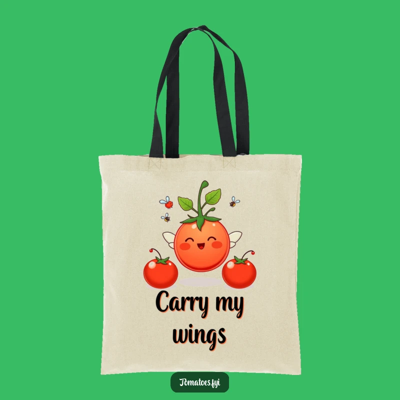 Funny Cheerful Tomato Tote Bag - Stylish Flying Winged Character Funny Gift