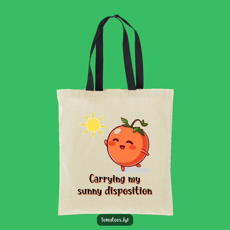 Funny Tomato Chasing Sunbeam Tote Bag - Durable Cartoon Shopping Gift