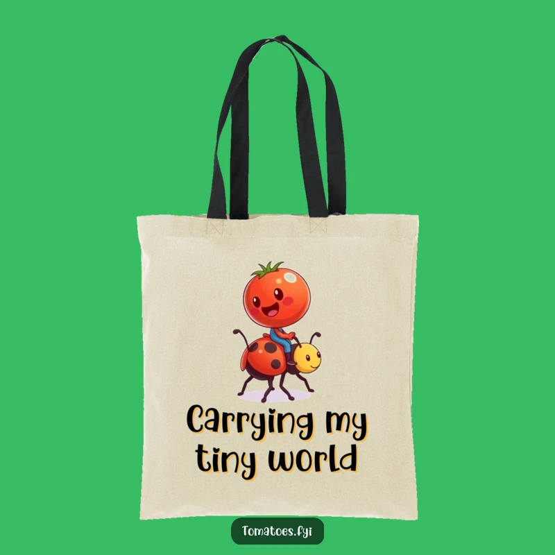 Funny Tomato Ladybug Carry-All Tote - Comical Veggie Adventure Bag