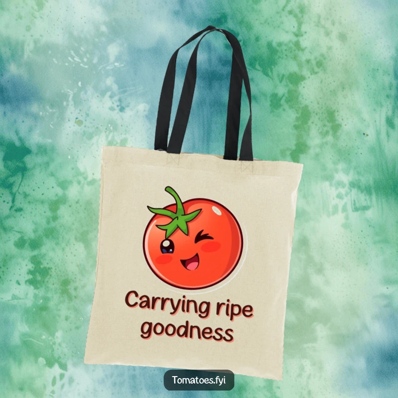 Funny Tote Bag: A happy tomato character winks playfully, adding a charming touch to your everyday carry.