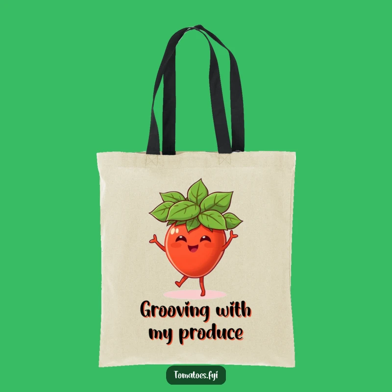 Funny Dancing Tomato Leaf Hat Tote Bag, Joyful Veggie Carryall, Chic Funny Gift